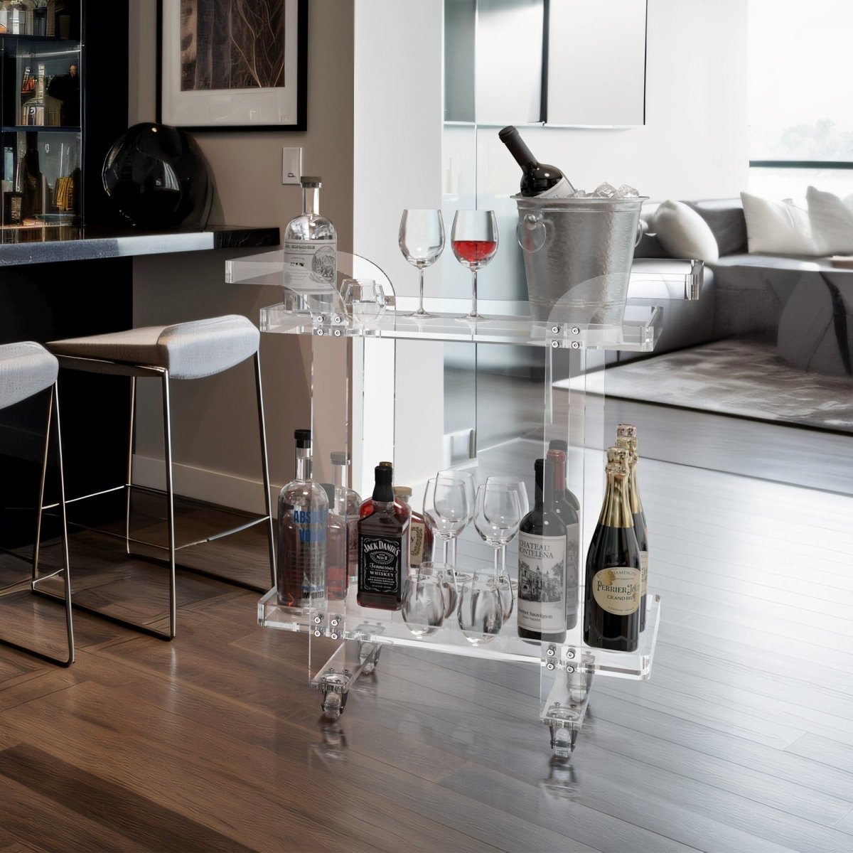 Elixir Clear Bar Cart - Stauber Furnishings
